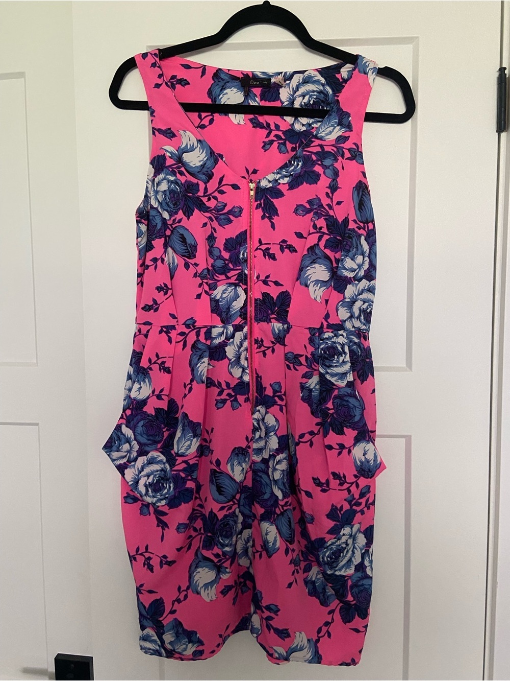 Dex Hot Pink and Blue Floral Summer Sleeveless Dress
